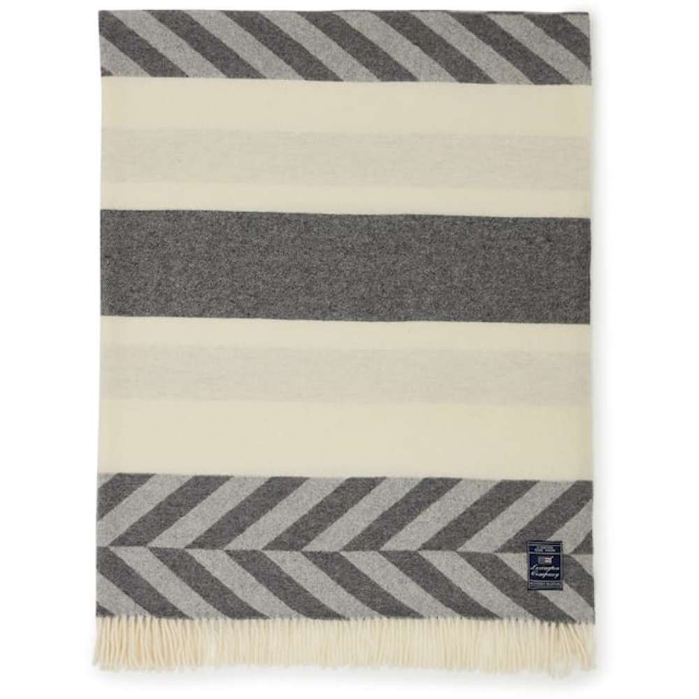 LEXINGTON - HERRINGBONE PLEDD GRÅ/OFF WHITE 130x17