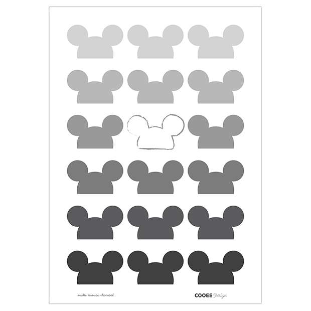 COOEE - PLAKAT MULTI MOUSE - Kull/hvit 50x70 cm